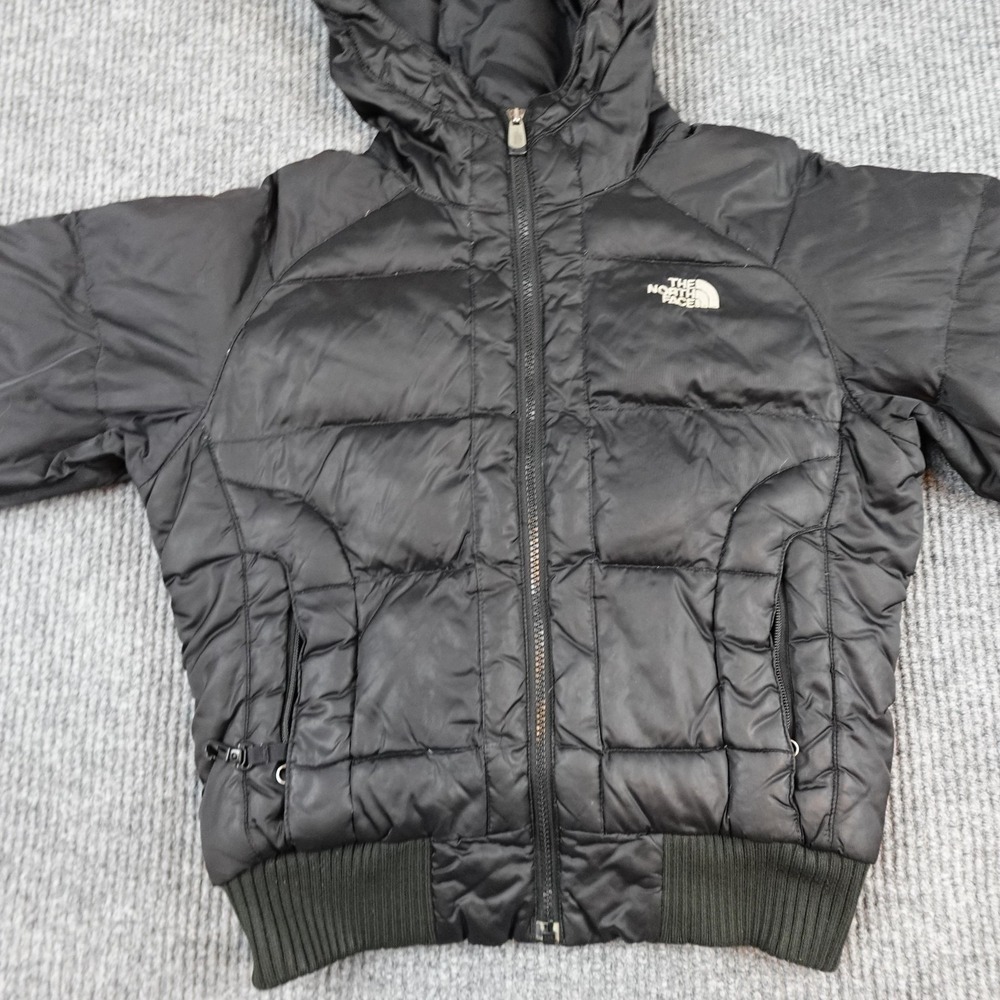 The North Face 550 Down Jacket Womens Small Black Hooded Quilted Puffer Full Zip - Picture 4 of 11